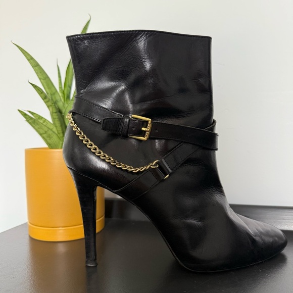Ralph Lauren black leather Laurie pointed toe high heel ankle boots - size 10 - Picture 3 of 7